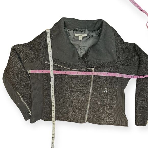 MIAMI Women’s Black Textured Knit Moto Zip Jacket Size Medium - Picture 5 of 5